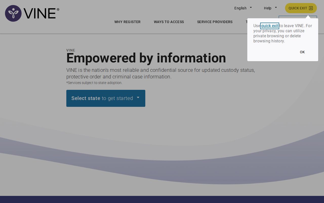 Powell County VINE inmate check search landing page
